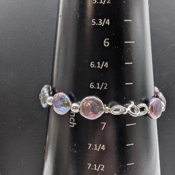 925 Sterling Peacock Coin Pearl Bracelet - Picture 4 of 8